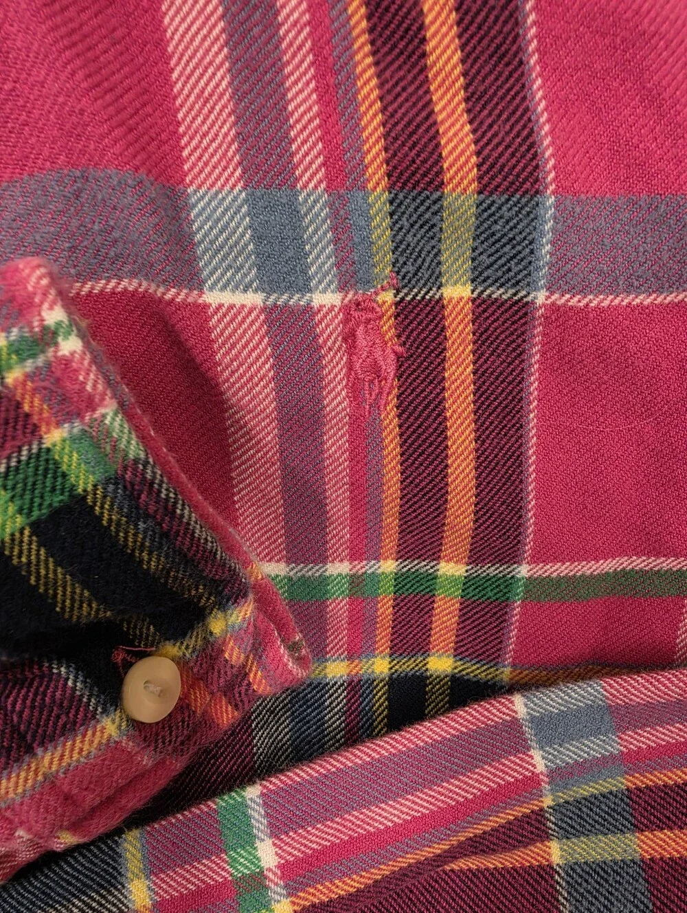 Polo Ralph Lauren Girl's Pink Plaid Button-Down Shirt Dress Size 14